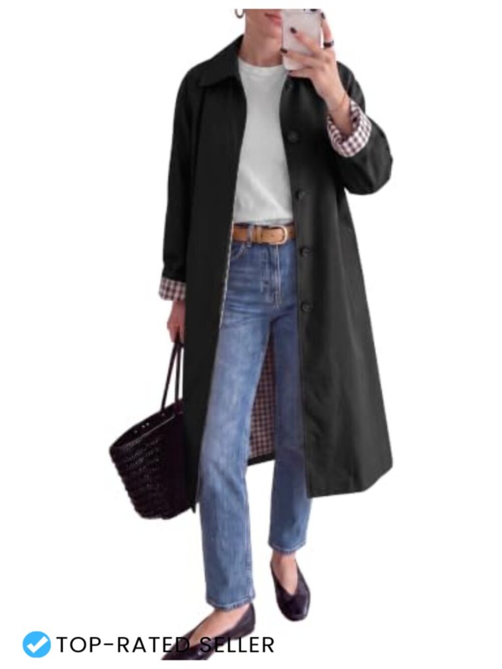 Women Trench Coat Single Breasted Lightweight Long Coat Classic Mid Length